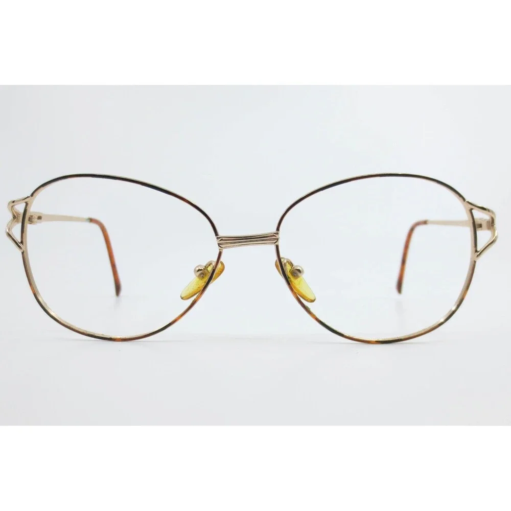 Vintage Gold Tortoise Oval Eyeglass Frames 454 CE 54-16-135 Retro Style